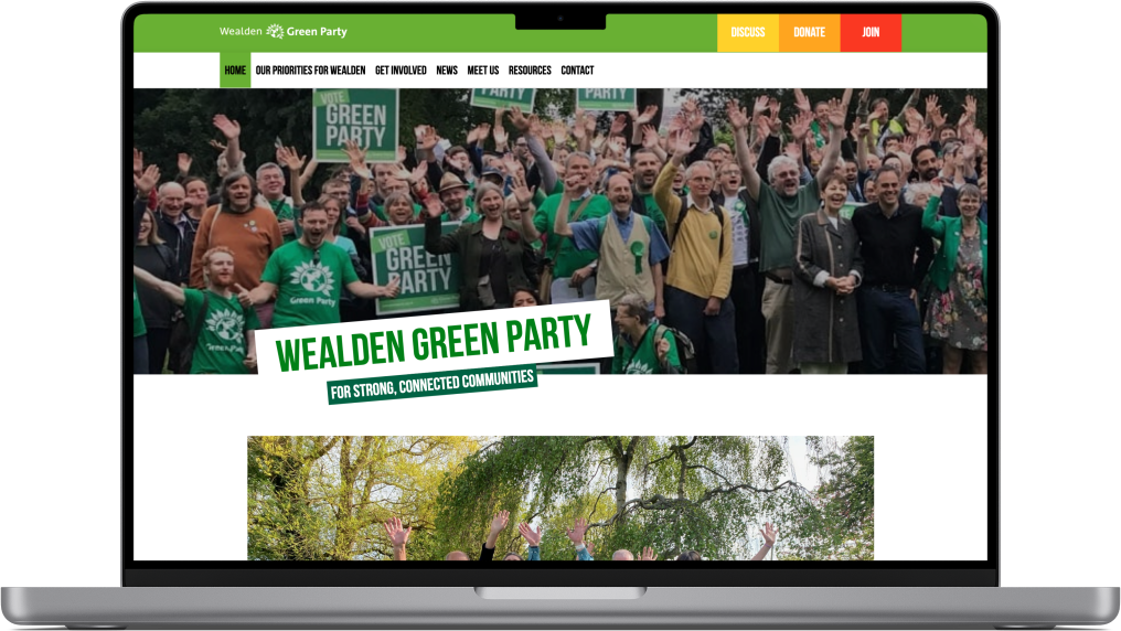 Project website rendered onto device